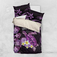 Personalised Aloha Hawaii Kauai Island Bedding Set Garden Isle Map Sea Turtle Plumeria LT14 US Twin 172cm x 218cm Purple - Polynesian Pride