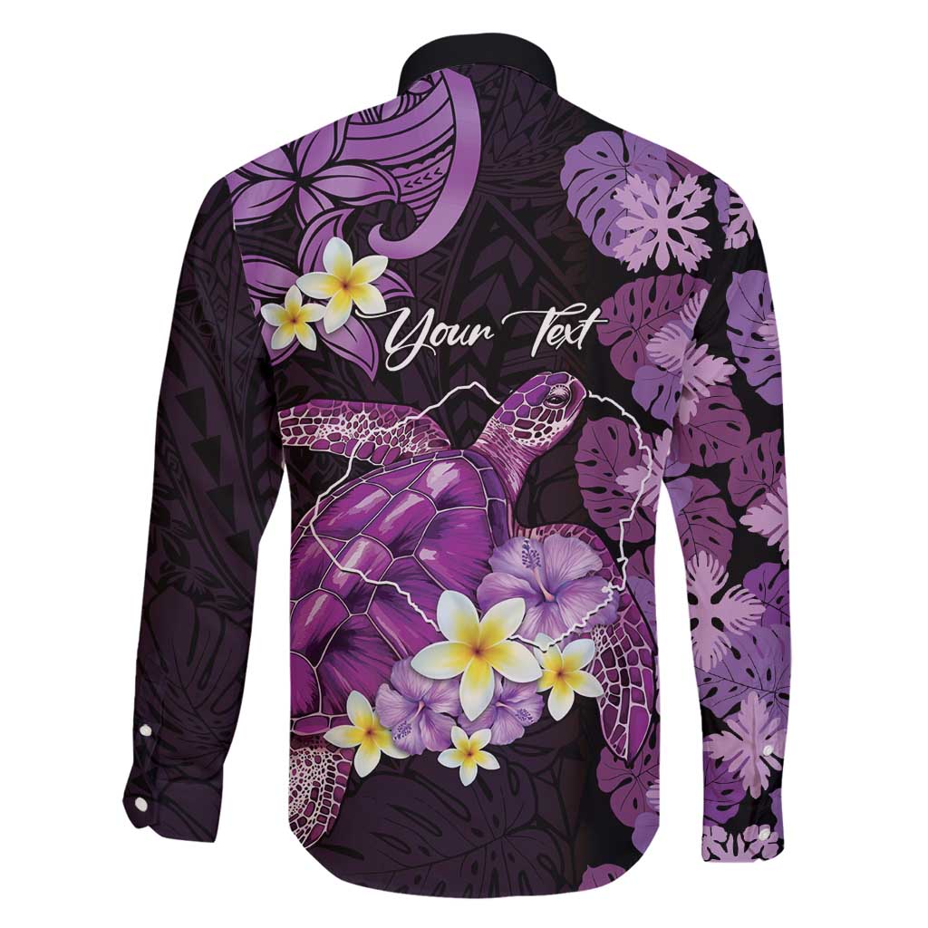 Personalised Aloha Hawaii Kauai Island Family Matching Long Sleeve Bodycon Dress and Hawaiian Shirt Garden Isle Map Sea Turtle Plumeria