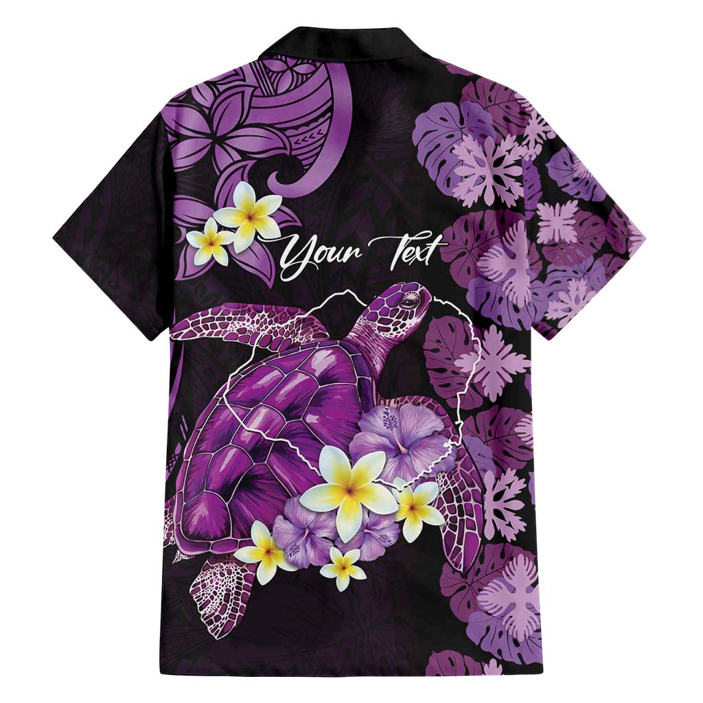 Personalised Aloha Hawaii Kauai Island Family Matching Puletasi and Hawaiian Shirt Garden Isle Map Sea Turtle Plumeria