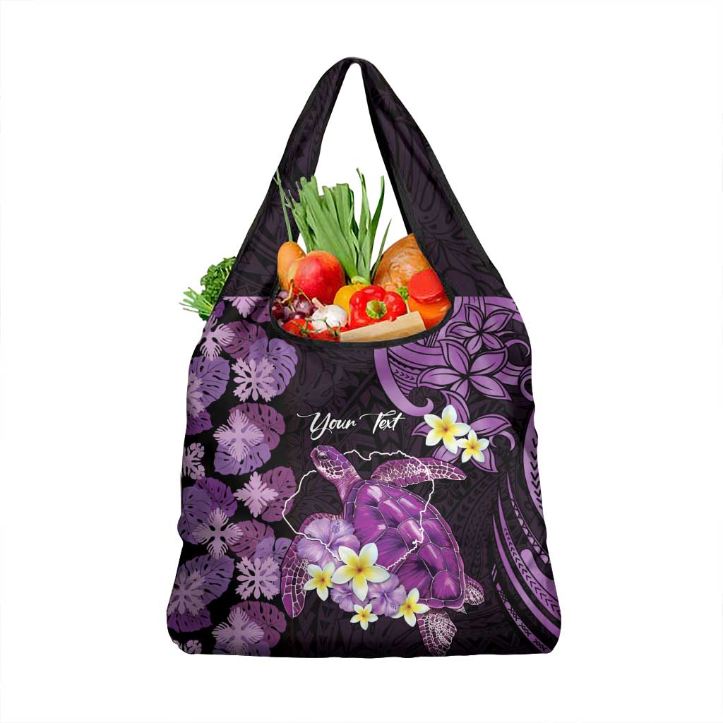 Personalised Aloha Hawaii Kauai Island Grocery Bag Garden Isle Map Sea Turtle Plumeria