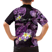 Personalised Aloha Hawaii Kauai Island Kid Hawaiian Shirt Garden Isle Map Sea Turtle Plumeria LT14 - Polynesian Pride