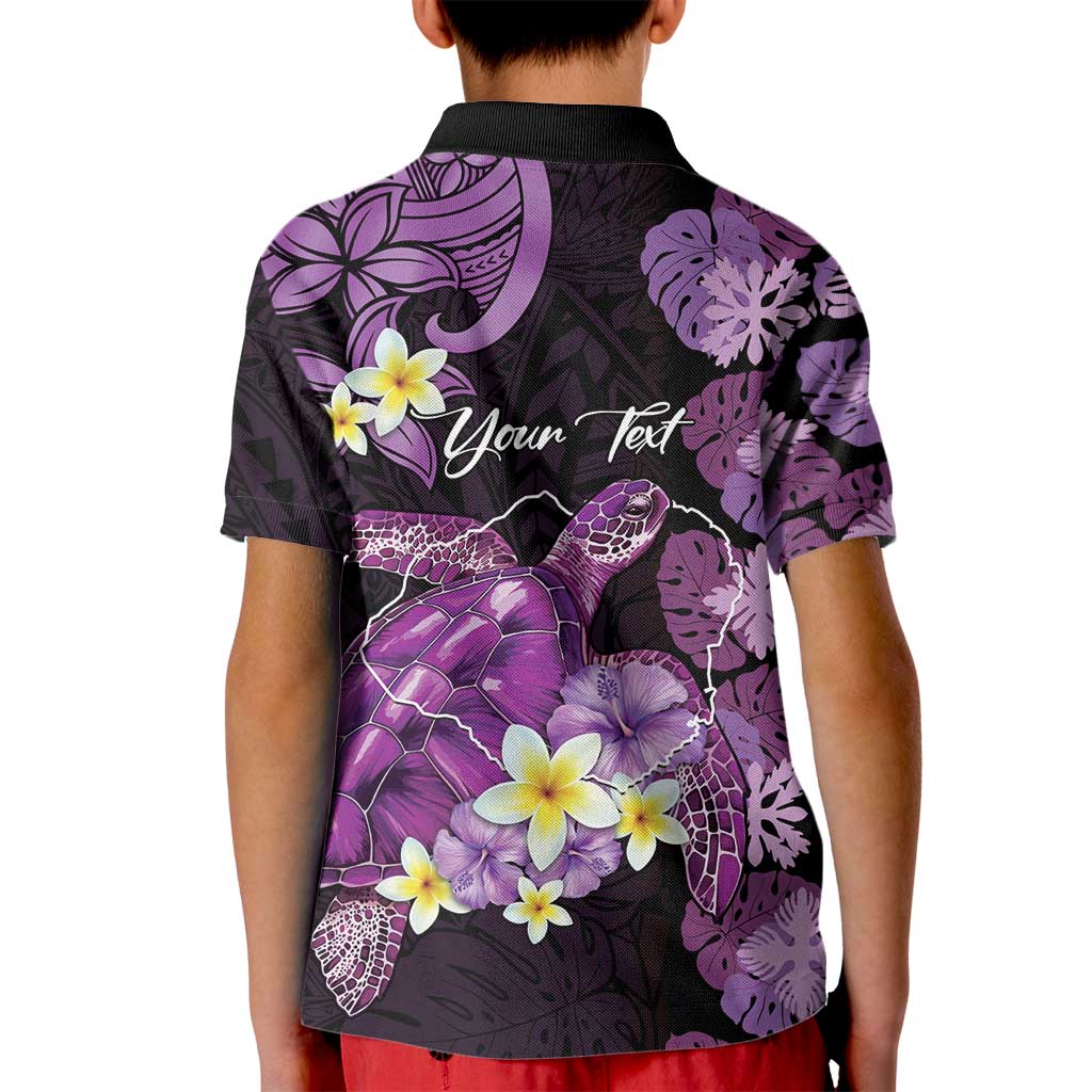 Personalised Aloha Hawaii Kauai Island Kid Polo Shirt Garden Isle Map Sea Turtle Plumeria LT14 - Polynesian Pride