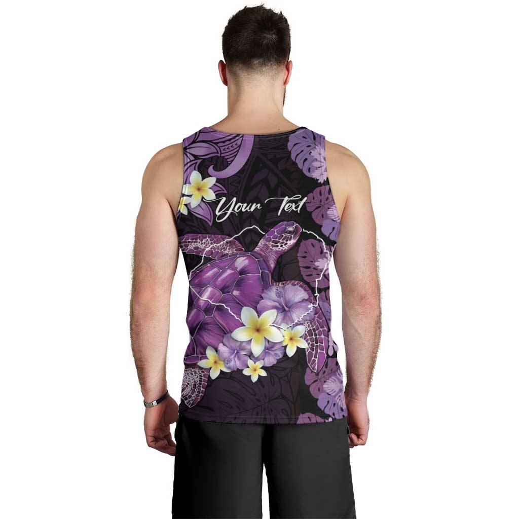 Personalised Aloha Hawaii Kauai Island Men Tank Top Garden Isle Map Sea Turtle Plumeria