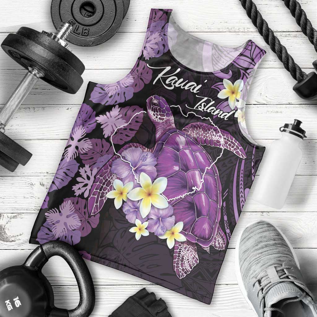 Personalised Aloha Hawaii Kauai Island Men Tank Top Garden Isle Map Sea Turtle Plumeria