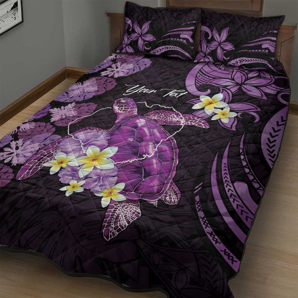 Personalised Aloha Hawaii Kauai Island Quilt Bed Set Garden Isle Map Sea Turtle Plumeria