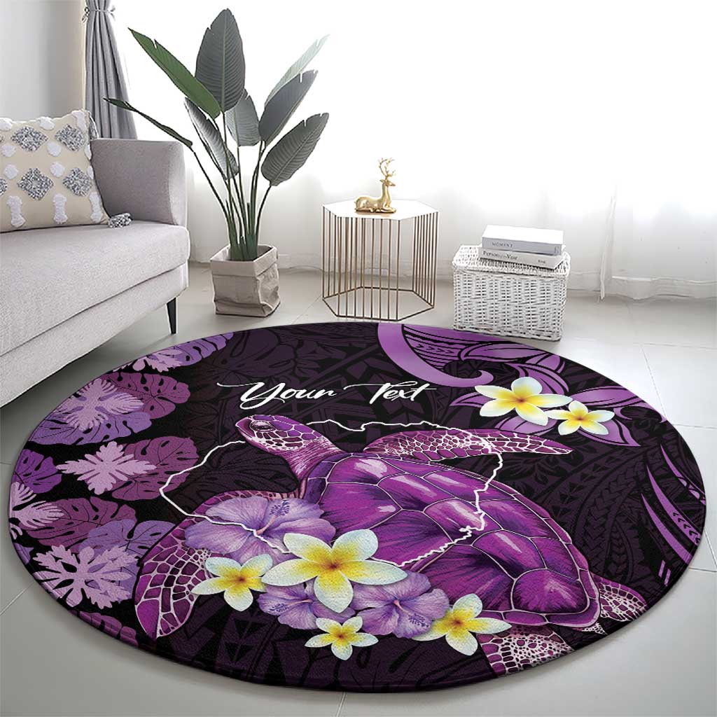 Personalised Aloha Hawaii Kauai Island Round Carpet Garden Isle Map Sea Turtle Plumeria LT14 - Polynesian Pride