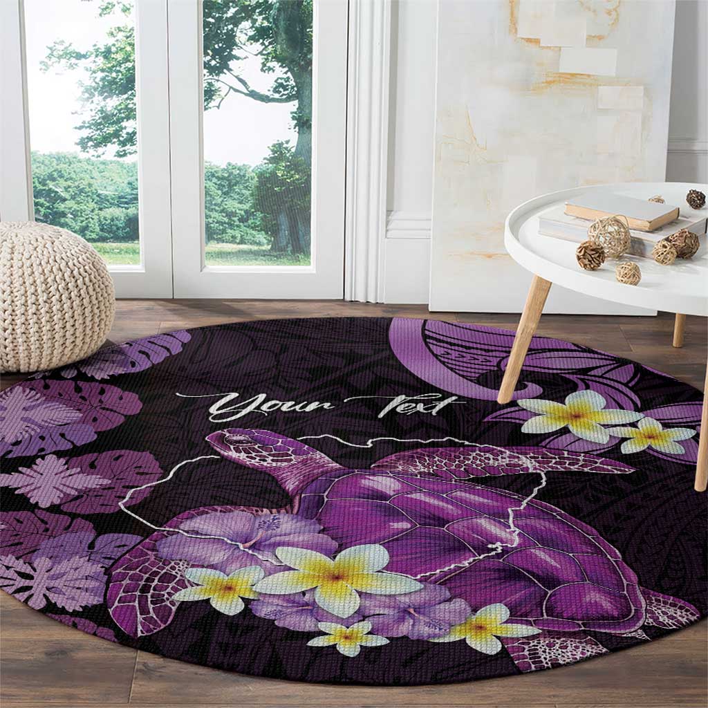 Personalised Aloha Hawaii Kauai Island Round Carpet Garden Isle Map Sea Turtle Plumeria LT14 - Polynesian Pride