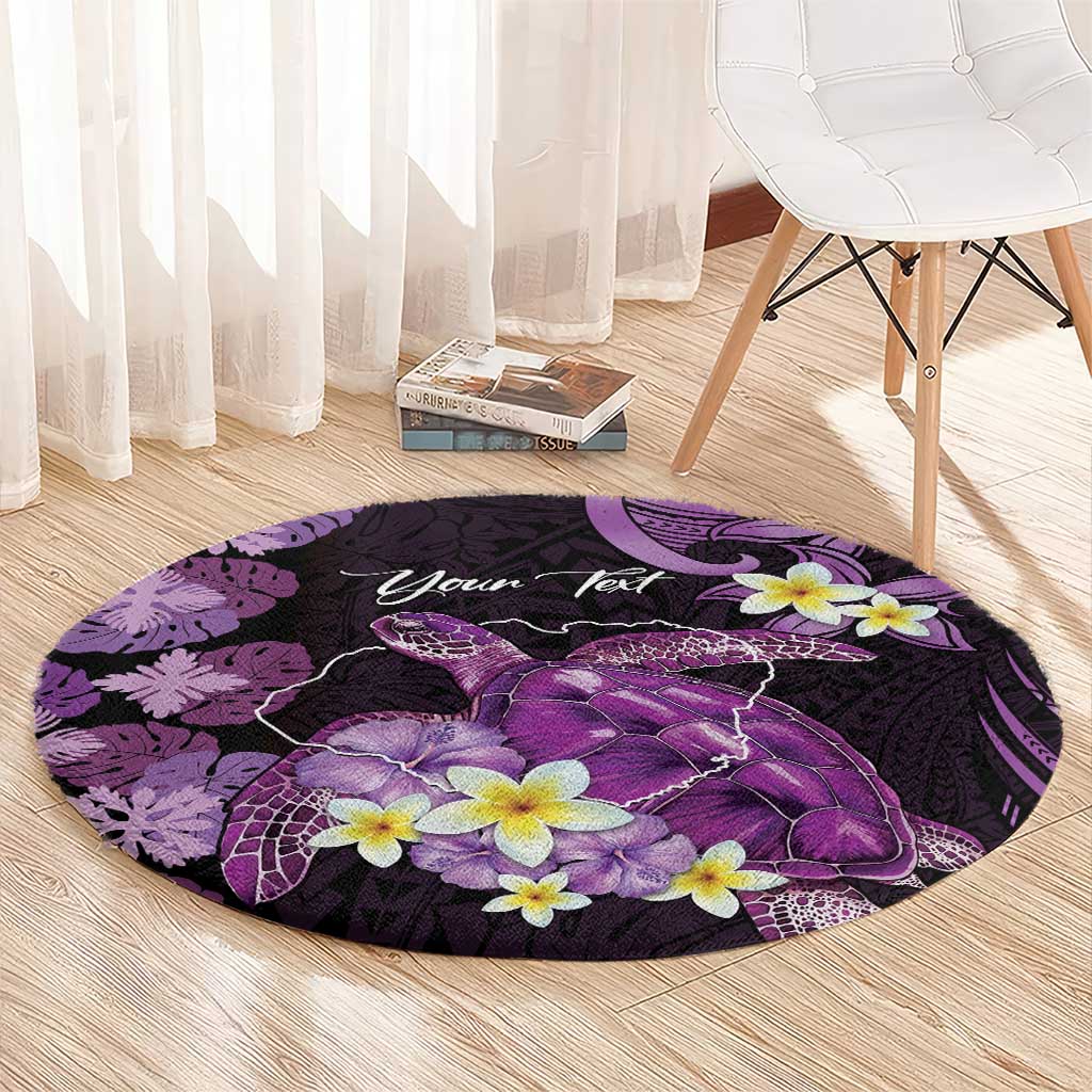 Personalised Aloha Hawaii Kauai Island Round Carpet Garden Isle Map Sea Turtle Plumeria LT14 - Polynesian Pride