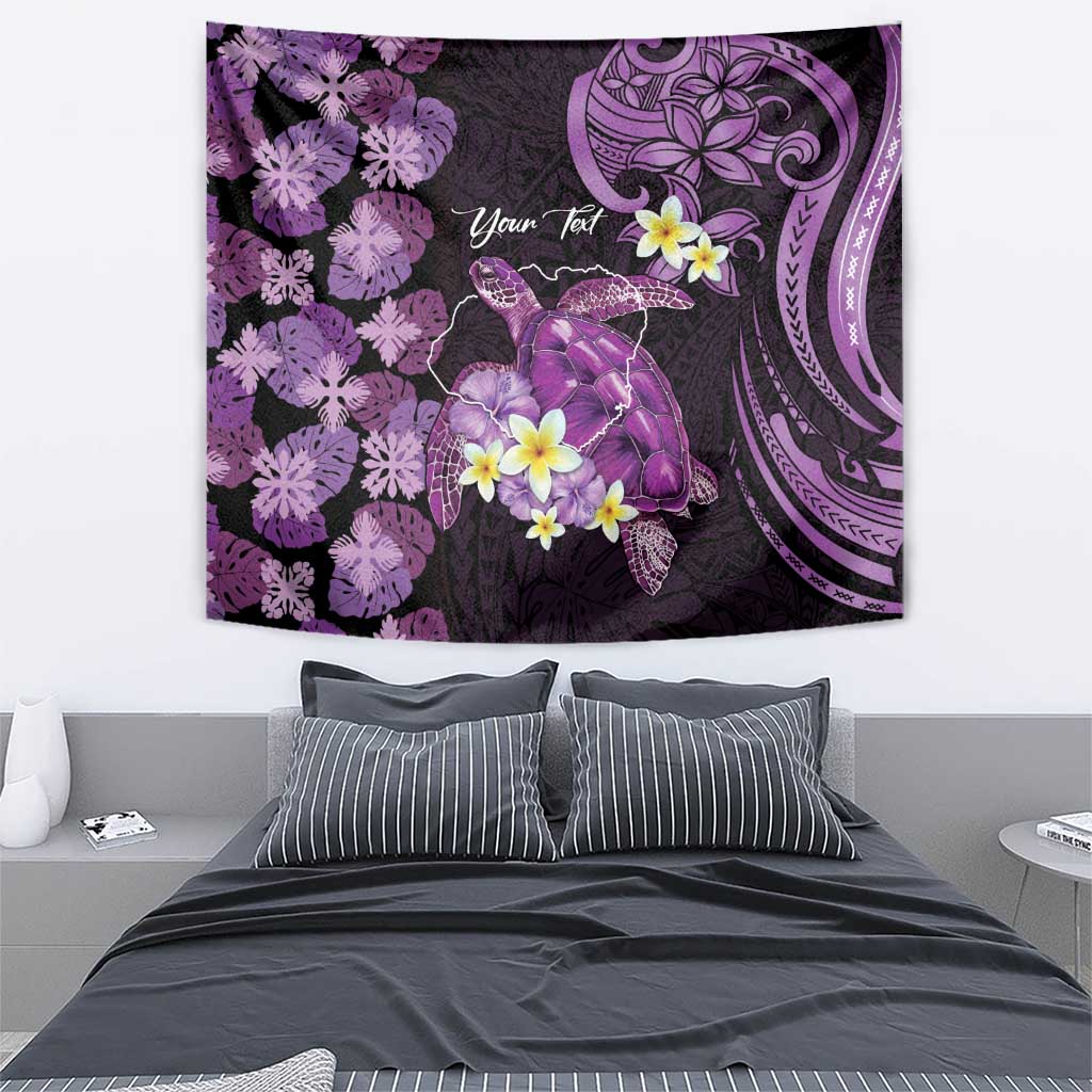Personalised Aloha Hawaii Kauai Island Tapestry Garden Isle Map Sea Turtle Plumeria LT14 - Polynesian Pride