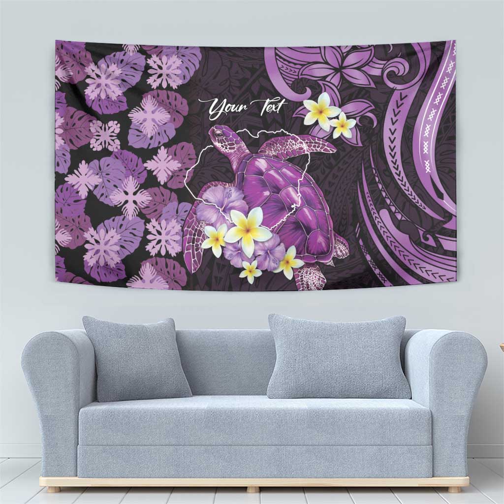 Personalised Aloha Hawaii Kauai Island Tapestry Garden Isle Map Sea Turtle Plumeria LT14 - Polynesian Pride