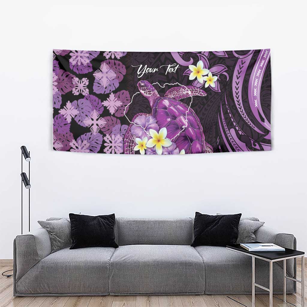 Personalised Aloha Hawaii Kauai Island Tapestry Garden Isle Map Sea Turtle Plumeria LT14 - Polynesian Pride