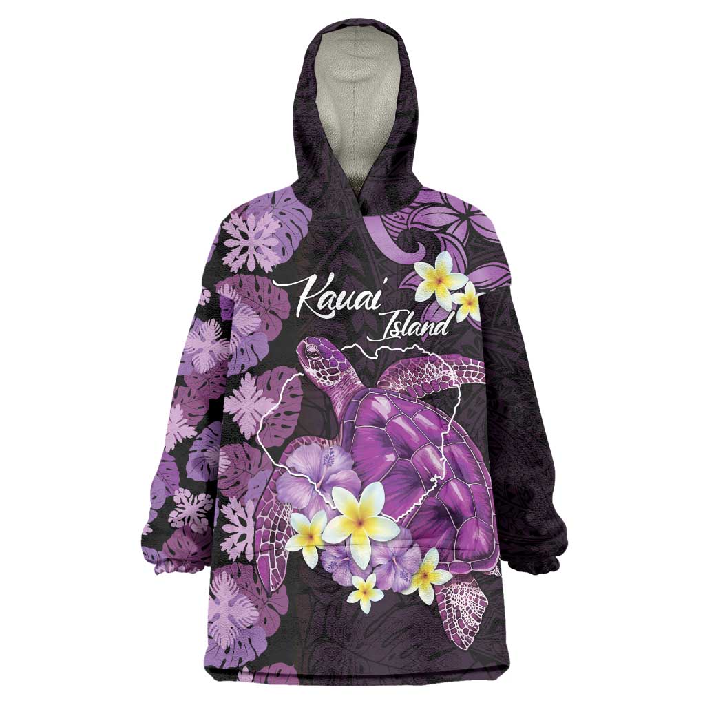 Personalised Aloha Hawaii Kauai Island Wearable Blanket Hoodie Garden Isle Map Sea Turtle Plumeria