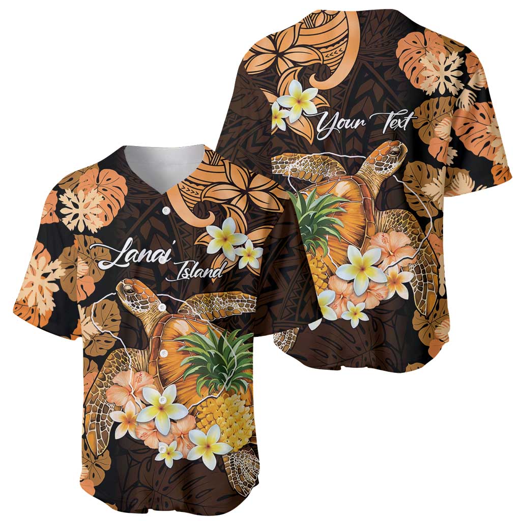 Personalised Aloha Hawaii Lanai Island Baseball Jersey Pineapple Isle Map Sea Turtle Plumeria LT14 - Polynesian Pride
