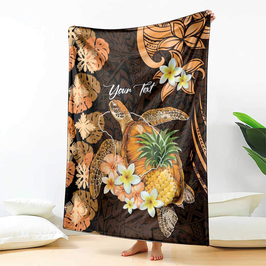 Personalised Aloha Hawaii Lanai Island Blanket Pineapple Isle Map Sea Turtle Plumeria
