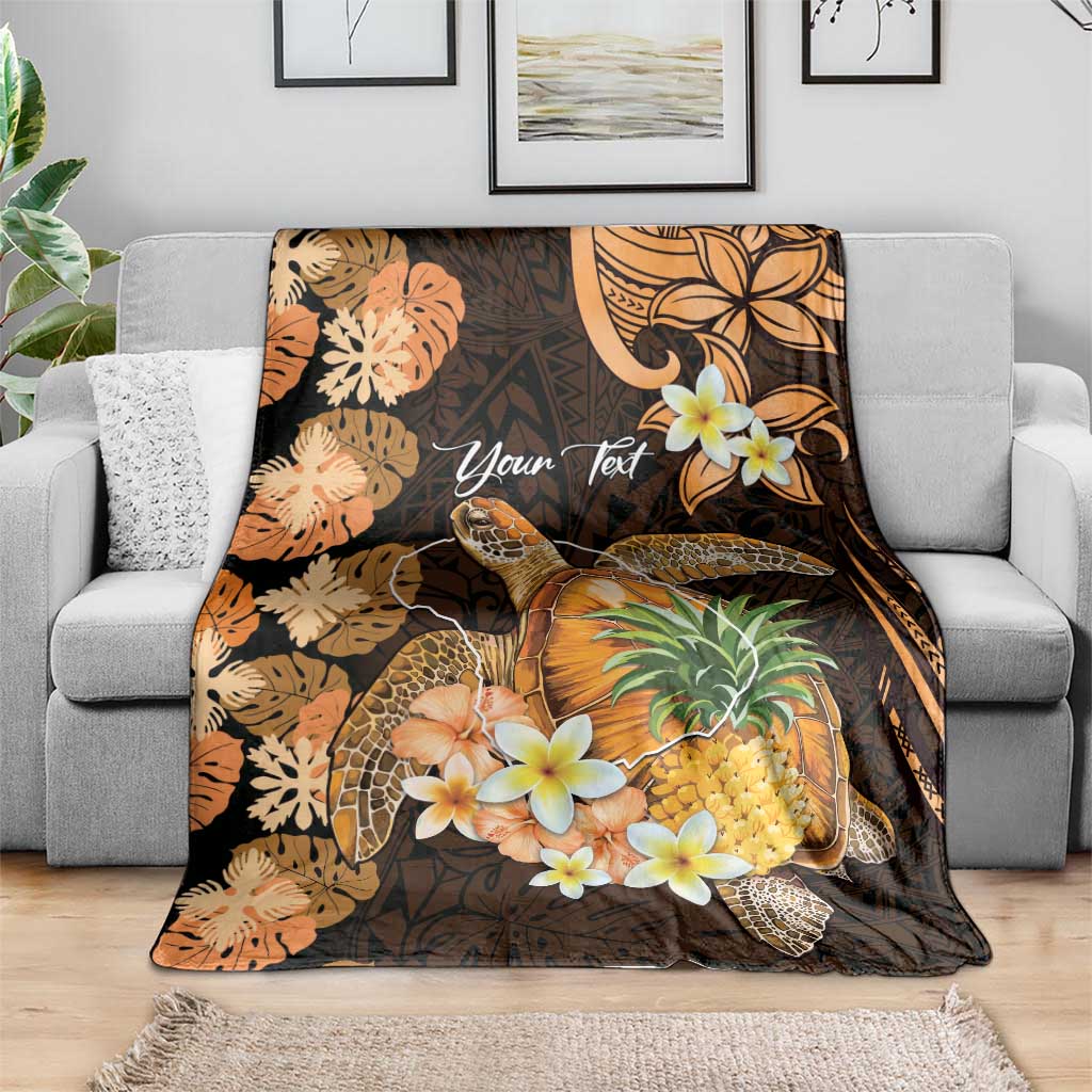 Personalised Aloha Hawaii Lanai Island Blanket Pineapple Isle Map Sea Turtle Plumeria