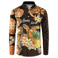Personalised Aloha Hawaii Lanai Island Button Sweatshirt Pineapple Isle Map Sea Turtle Plumeria LT14 Orange - Polynesian Pride