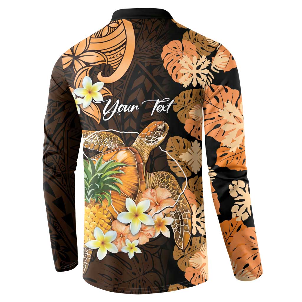 Personalised Aloha Hawaii Lanai Island Button Sweatshirt Pineapple Isle Map Sea Turtle Plumeria LT14 - Polynesian Pride