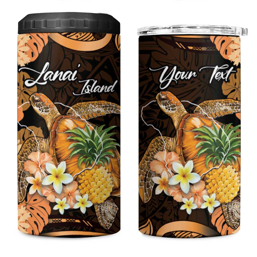 Personalised Aloha Hawaii Lanai Island 4 in 1 Can Cooler Tumbler Pineapple Isle Map Sea Turtle Plumeria