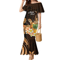 Personalised Aloha Hawaii Lanai Island Family Matching Mermaid Dress and Hawaiian Shirt Pineapple Isle Map Sea Turtle Plumeria