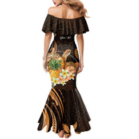 Personalised Aloha Hawaii Lanai Island Family Matching Mermaid Dress and Hawaiian Shirt Pineapple Isle Map Sea Turtle Plumeria