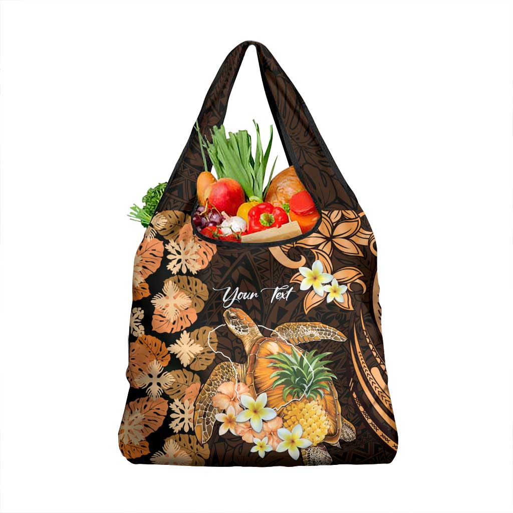 Personalised Aloha Hawaii Lanai Island Grocery Bag Pineapple Isle Map Sea Turtle Plumeria