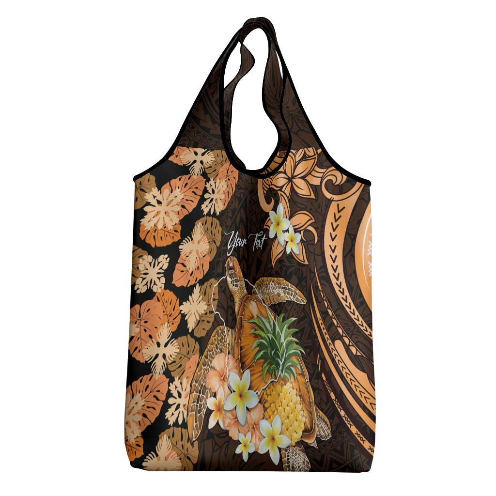 Personalised Aloha Hawaii Lanai Island Grocery Bag Pineapple Isle Map Sea Turtle Plumeria