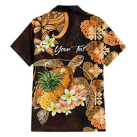 Personalised Aloha Hawaii Lanai Island Hawaiian Shirt Pineapple Isle Map Sea Turtle Plumeria