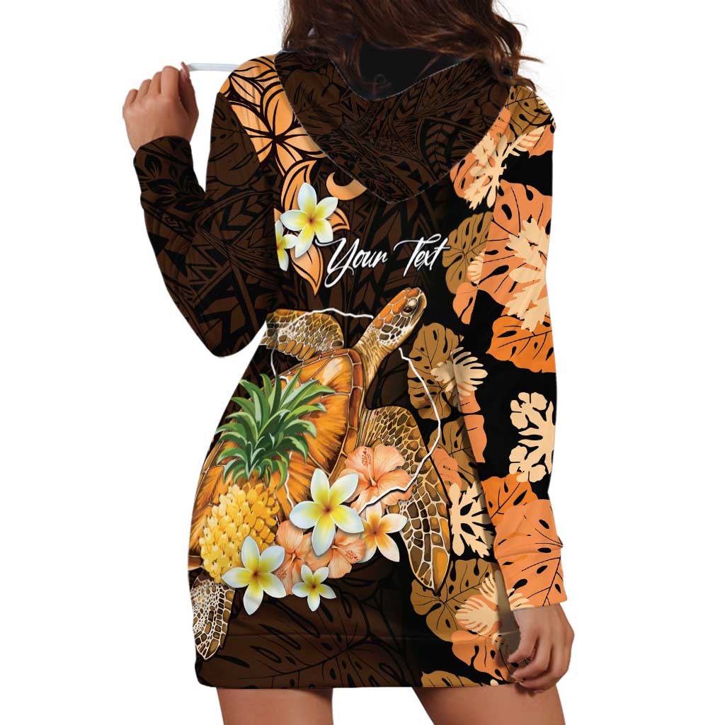 Personalised Aloha Hawaii Lanai Island Hoodie Dress Pineapple Isle Map Sea Turtle Plumeria