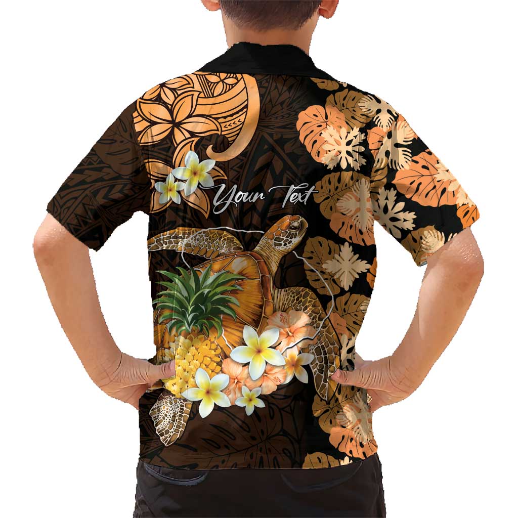 Personalised Aloha Hawaii Lanai Island Kid Hawaiian Shirt Pineapple Isle Map Sea Turtle Plumeria LT14 - Polynesian Pride