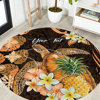 Personalised Aloha Hawaii Lanai Island Round Carpet Pineapple Isle Map Sea Turtle Plumeria LT14 Orange - Polynesian Pride