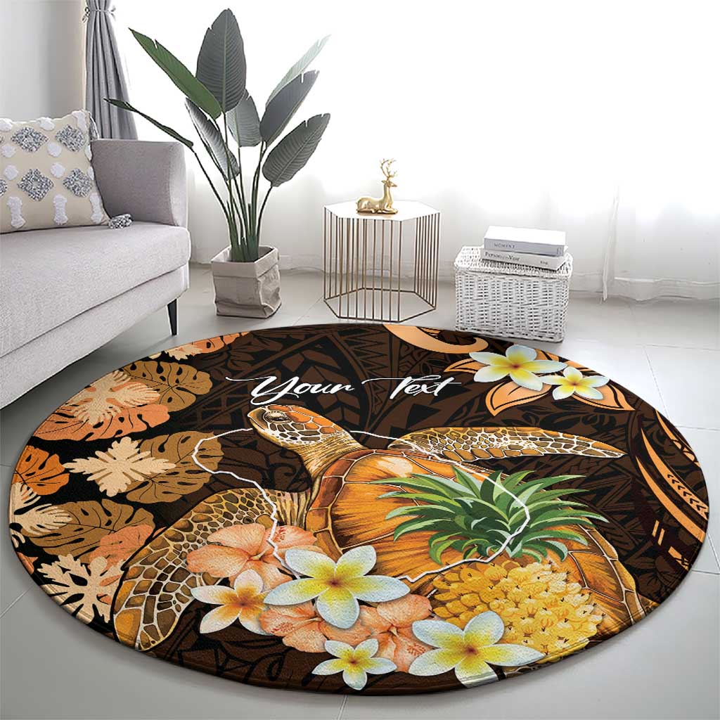Personalised Aloha Hawaii Lanai Island Round Carpet Pineapple Isle Map Sea Turtle Plumeria LT14 - Polynesian Pride