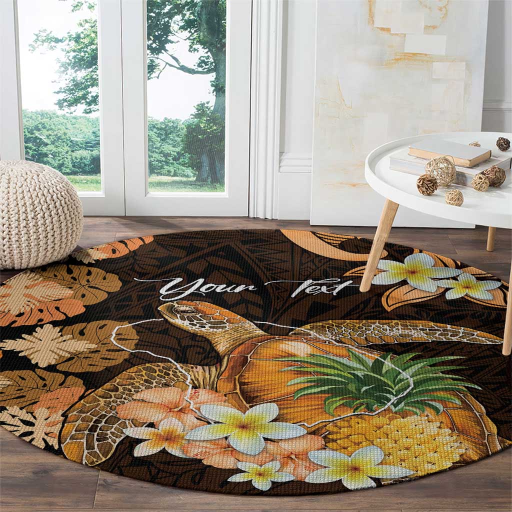Personalised Aloha Hawaii Lanai Island Round Carpet Pineapple Isle Map Sea Turtle Plumeria LT14 - Polynesian Pride