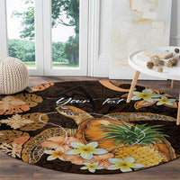 Personalised Aloha Hawaii Lanai Island Round Carpet Pineapple Isle Map Sea Turtle Plumeria LT14 - Polynesian Pride