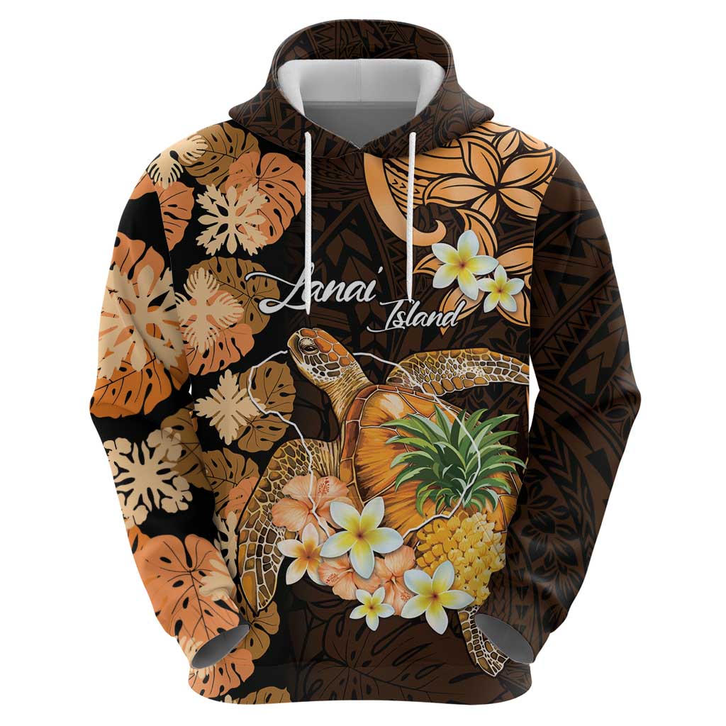 Personalised Aloha Hawaii Lanai Island Zip Hoodie Pineapple Isle Map Sea Turtle Plumeria