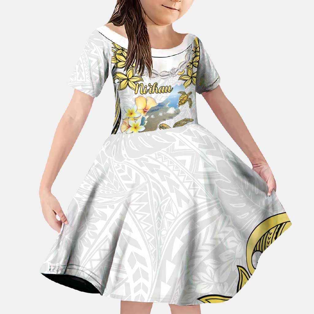 Personalised Aloha Hawaii Niihau Island Family Matching Mermaid Dress and Hawaiian Shirt Forbidden Isle Map Shell Lei