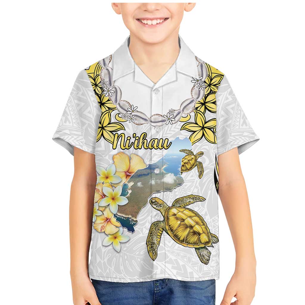 Personalised Aloha Hawaii Niihau Island Family Matching Mermaid Dress and Hawaiian Shirt Forbidden Isle Map Shell Lei