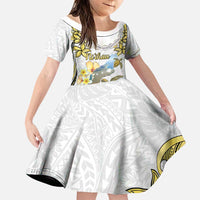 Personalised Aloha Hawaii Niihau Island Family Matching Puletasi and Hawaiian Shirt Forbidden Isle Map Shell Lei