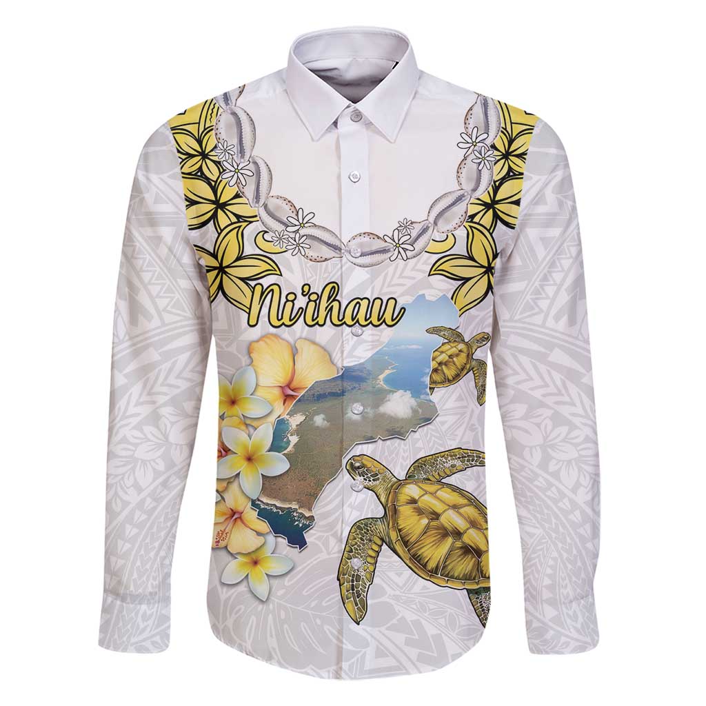 Personalised Aloha Hawaii Niihau Island Family Matching Summer Maxi Dress and Hawaiian Shirt Forbidden Isle Map Shell Lei