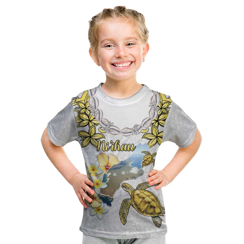 Personalised Aloha Hawaii Niihau Island Kid T Shirt Forbidden Isle Map Shell Lei
