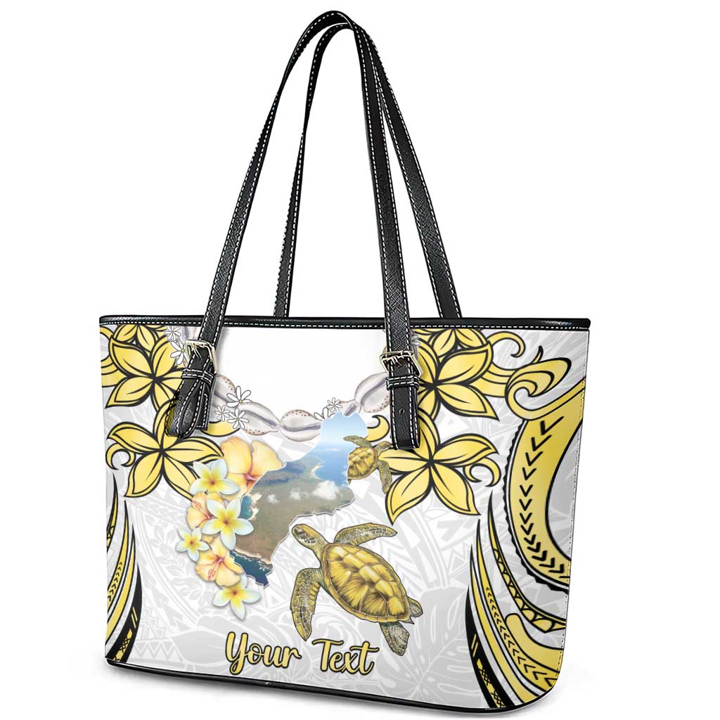 Personalised Aloha Hawaii Niihau Island Leather Tote Bag Forbidden Isle Map Shell Lei