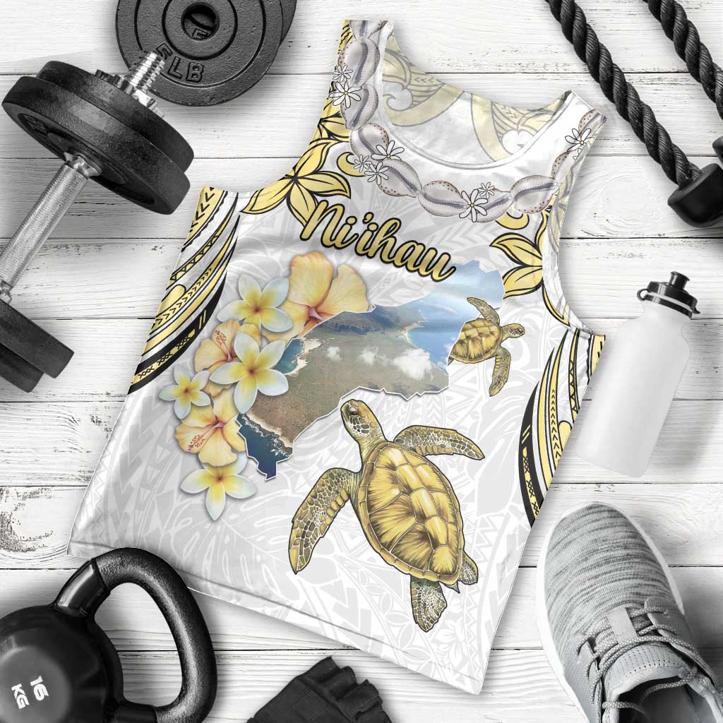 Personalised Aloha Hawaii Niihau Island Men Tank Top Forbidden Isle Map Shell Lei