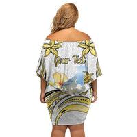 Personalised Aloha Hawaii Niihau Island Off Shoulder Short Dress Forbidden Isle Map Shell Lei LT14 - Polynesian Pride