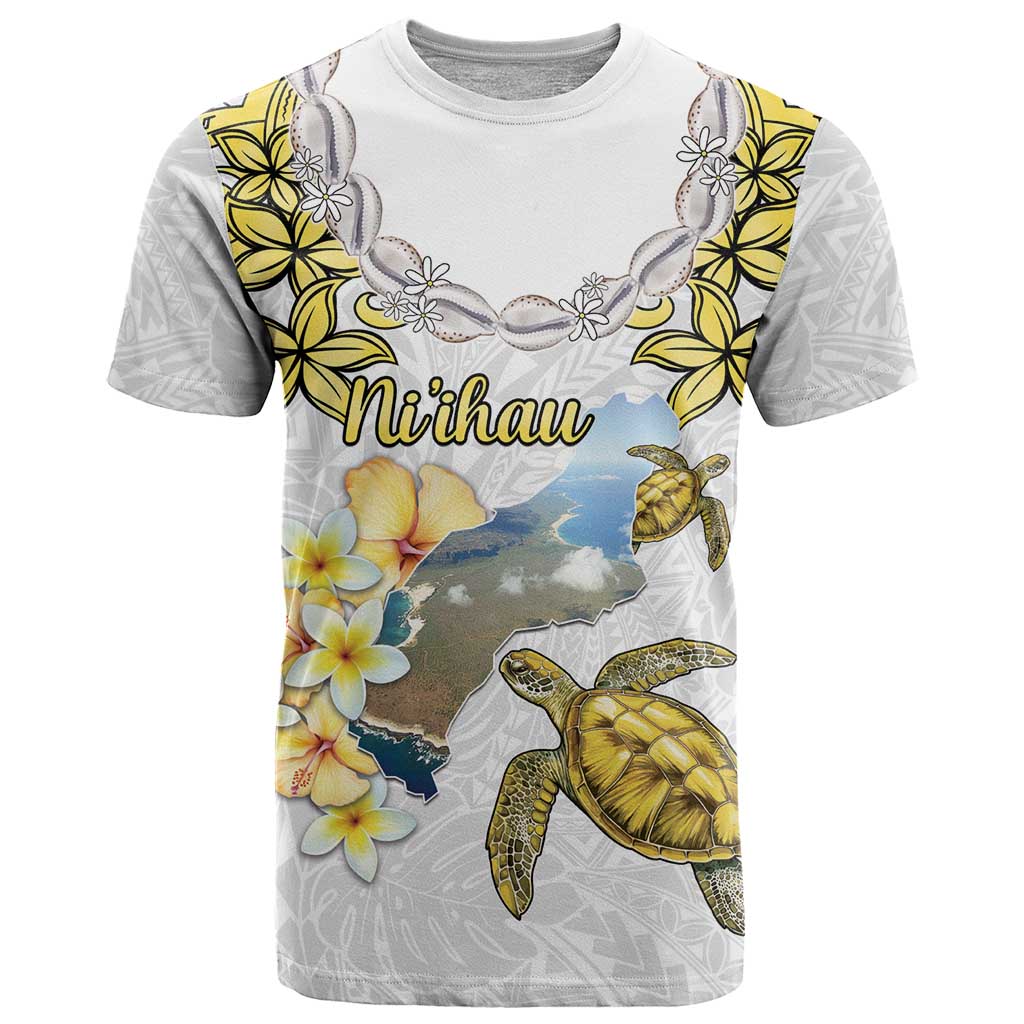 Personalised Aloha Hawaii Niihau Island T Shirt Forbidden Isle Map Shell Lei