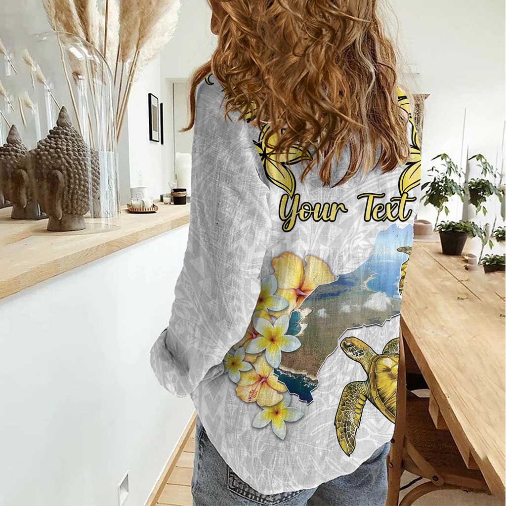 Personalised Aloha Hawaii Niihau Island Women Casual Shirt Forbidden Isle Map Shell Lei