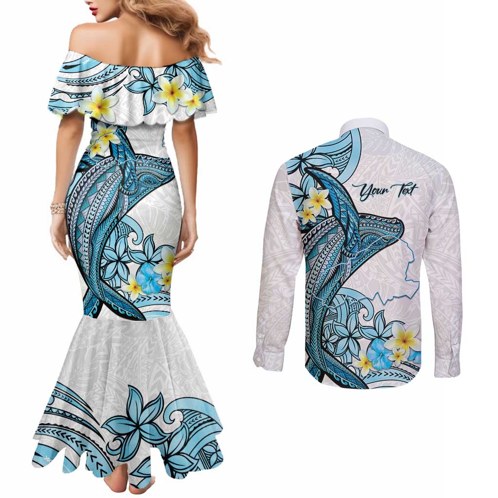 Personalised Aloha Hawaii Kahoolawe Island Couples Matching Mermaid Dress and Long Sleeve Button Shirt Target Isle Map With Humpback Whale