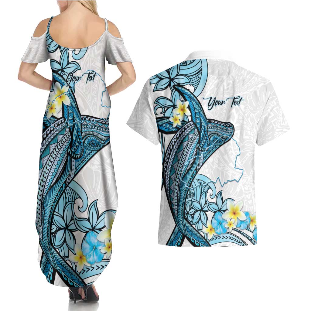 Personalised Aloha Hawaii Kahoolawe Island Couples Matching Summer Maxi Dress and Hawaiian Shirt Target Isle Map With Humpback Whale