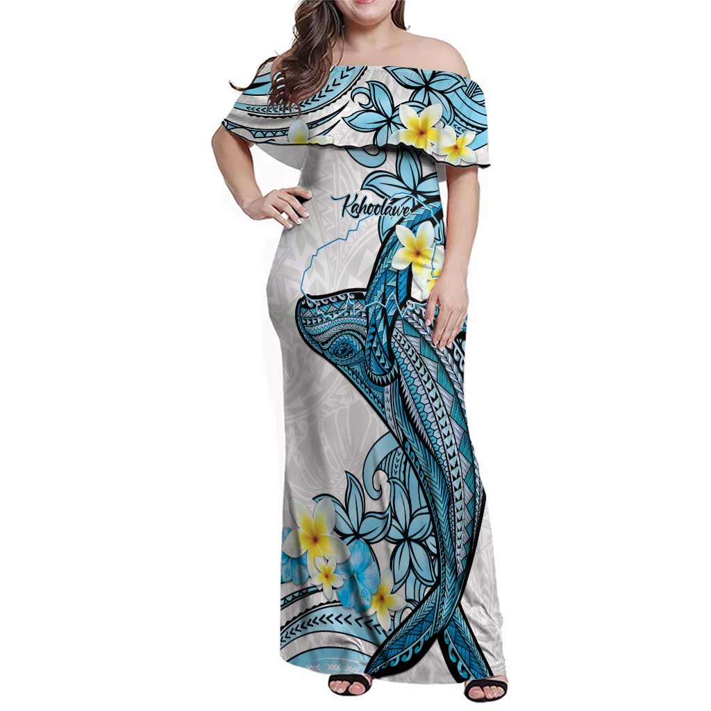 Personalised Aloha Hawaii Kahoolawe Island Family Matching Off Shoulder Maxi Dress and Hawaiian Shirt Target Isle Map With Humpback Whale