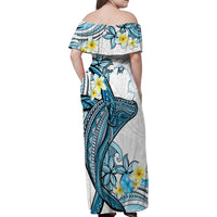 Personalised Aloha Hawaii Kahoolawe Island Family Matching Off Shoulder Maxi Dress and Hawaiian Shirt Target Isle Map With Humpback Whale