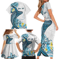 Personalised Aloha Hawaii Kahoolawe Island Family Matching Short Sleeve Bodycon Dress and Hawaiian Shirt Target Isle Map With Humpback Whale