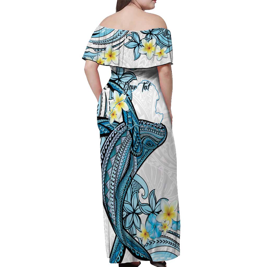 Personalised Aloha Hawaii Kahoolawe Island Off Shoulder Maxi Dress Target Isle Map With Humpback Whale LT14 - Polynesian Pride